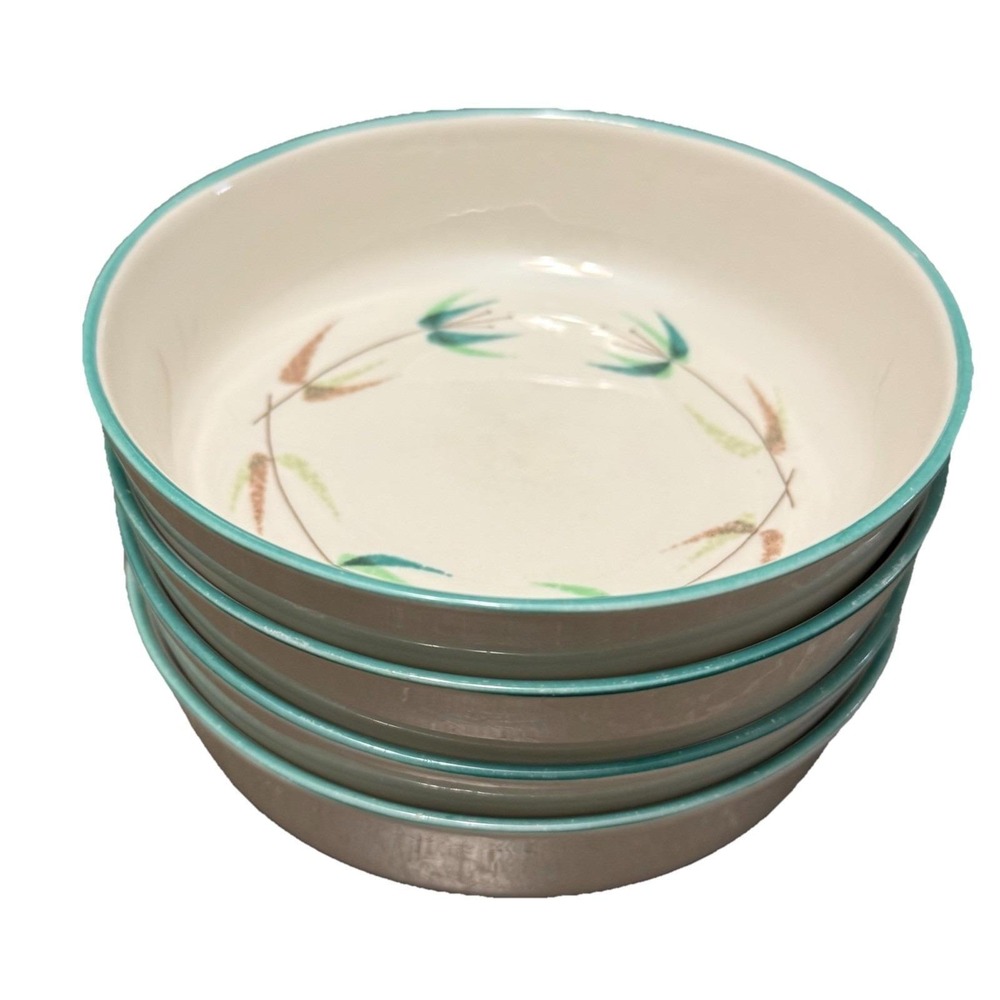Vintage Franciscan Radiance Berry Bowls Set Of 4 USA Mid Century Green Rim